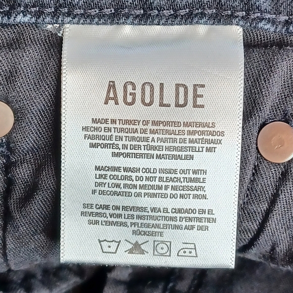 AGOLDE Nico Washed Black High-Rise Distressed Sz 28 Ankle Jeans - Picture 9 of 13